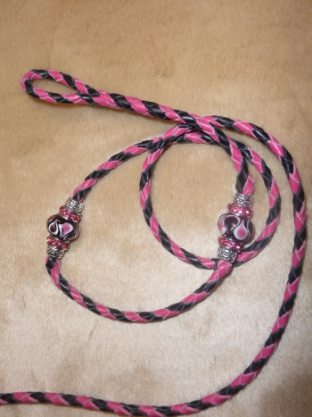Bling Dog Show Lead 382 Mint Green and Gold Beads on Mint Green Paracord Custom Made Lead Leash